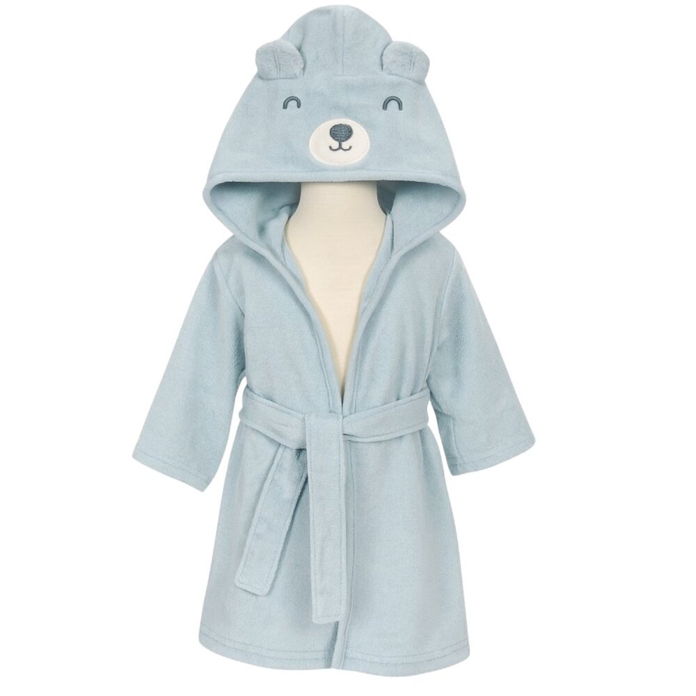 0-9 Mnth Hooded Baby Bathrobe Cute Animal Face Plush Terry Infant Robe With Belt